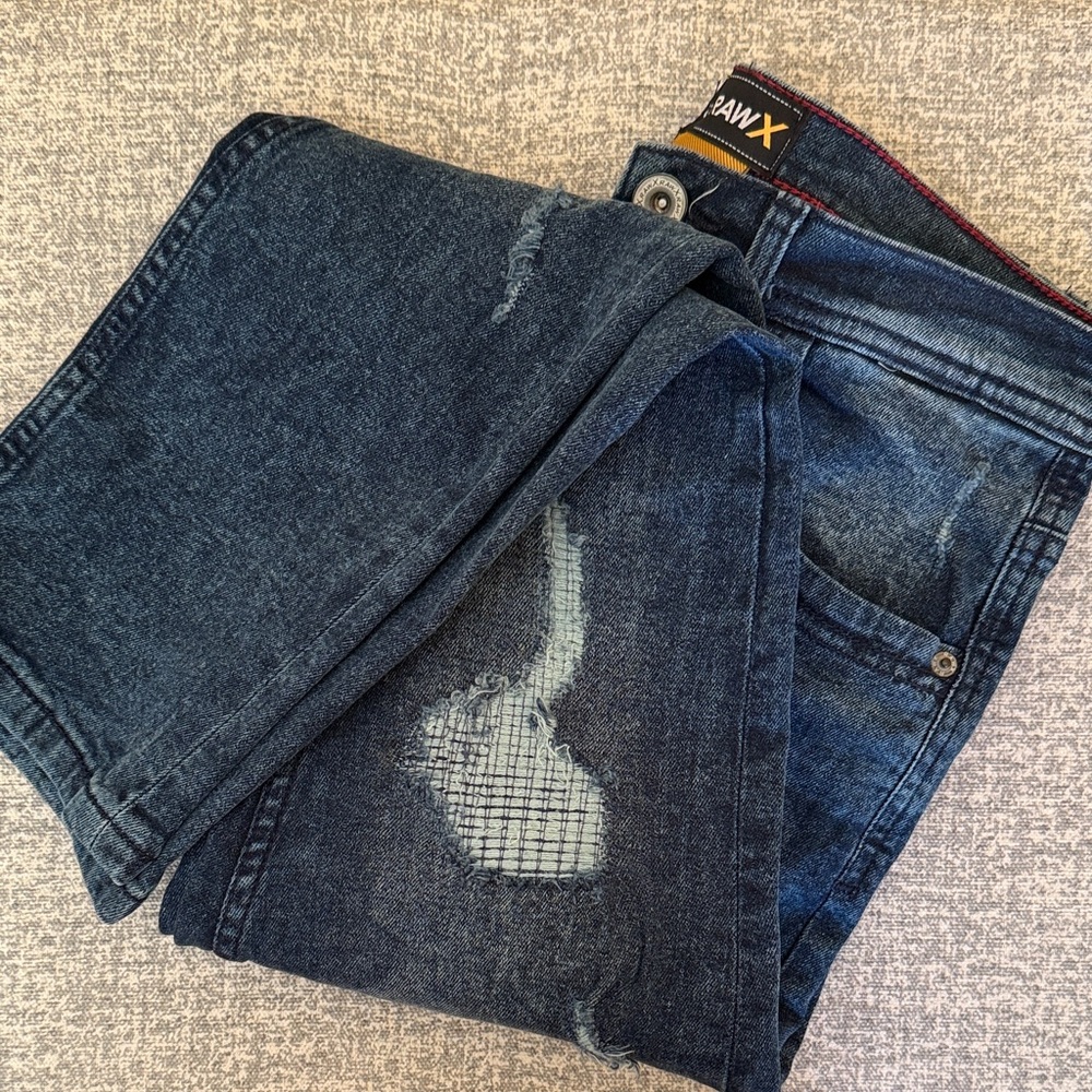 Raw X Kids Denim Jeans with Distressed Detailing